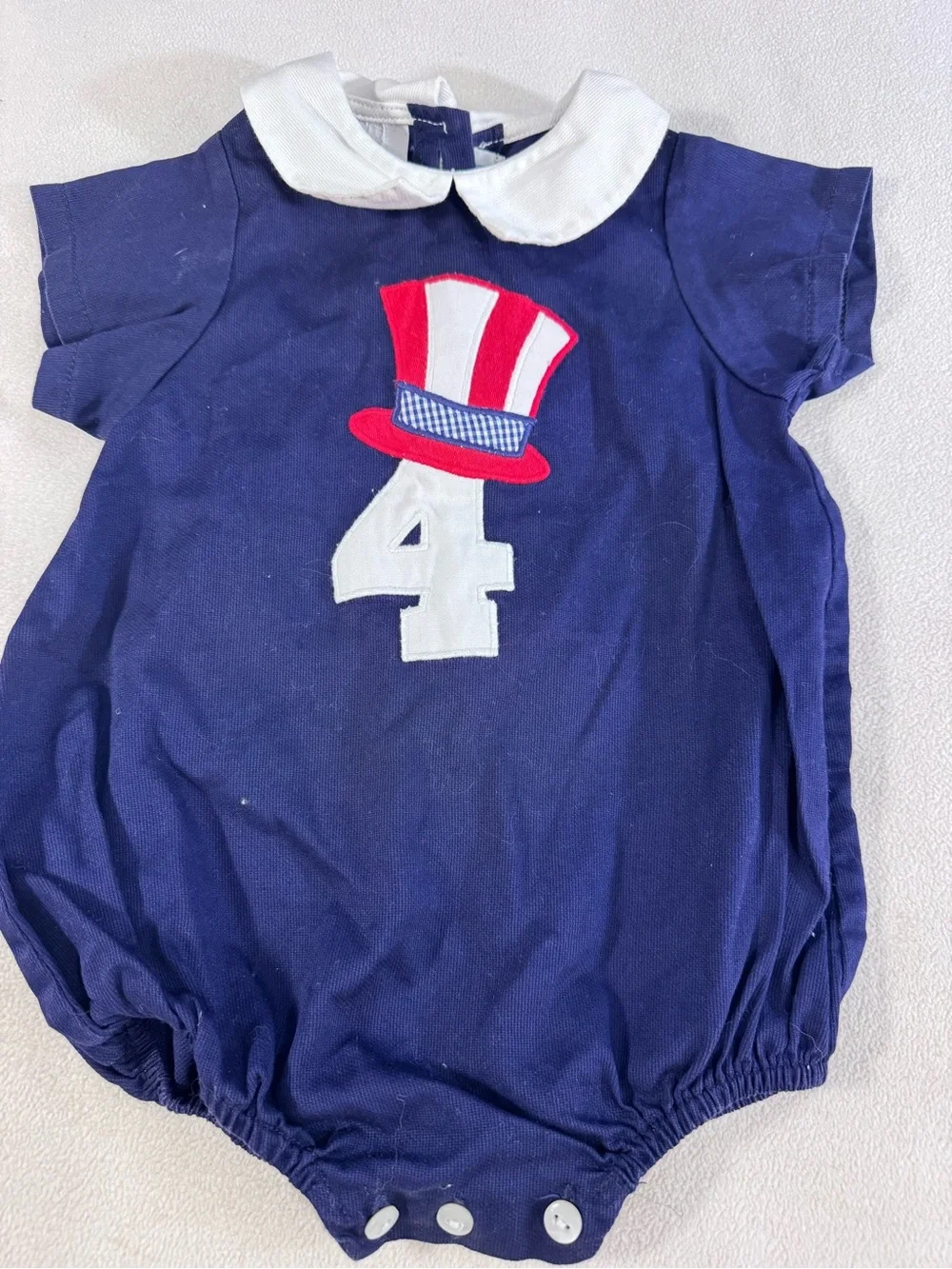 Vintage Betti Terrell by Johnston Boys 6M Patriotic Red White Blue Bubble Romper